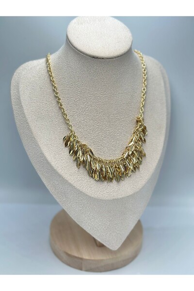 MyladyAccessoriess Çoklu Arpa Charm detay Pirinç Kaplama Kolye (45Cm)