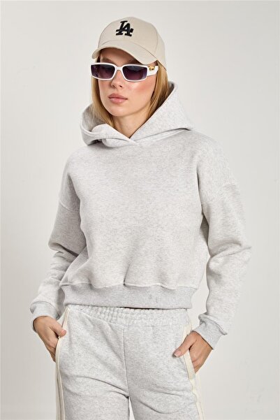 BARRELS AND OIL سويت شيرت نسائي بخصر مطبوع بغطاء رأس - كار ميلانج