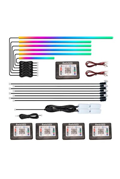 OEM RGB LED strip ambient lighting kit, Bluetooth, Wireless, 18 pieces, music sensor, multicolor