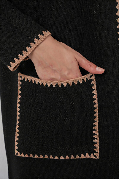 Bigdart Women's Long Oversized Knitwear Cardigan 15962 - Black