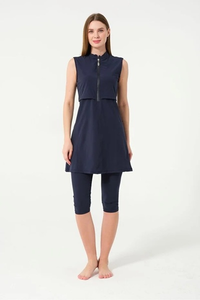 TESMAY Sports Lycra Quick Drying Fabric Half Zippered Strap Tights Women's Swimsuit