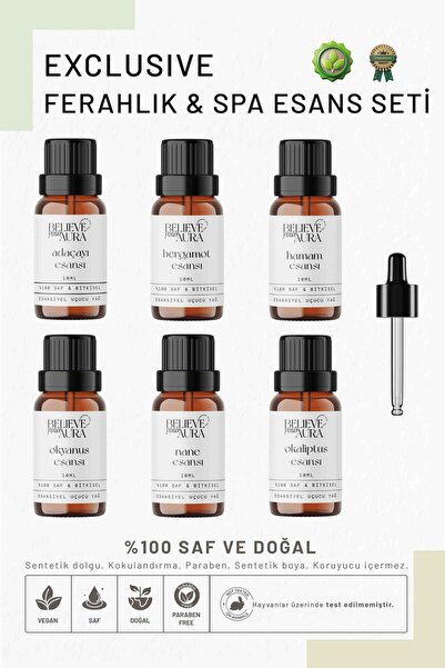 Believe Your Aura Ferahlık Spa Esans Seti - %100 Saf Buhurdanlık ve Difüzör 6...