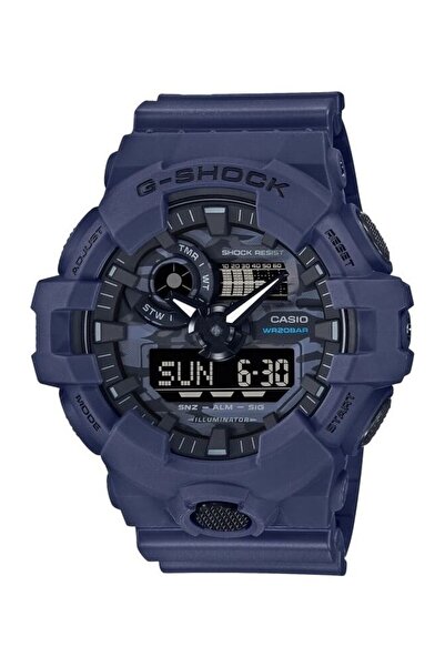 G-SHOCK Men's Digital Analog Camouflage Blue Dial Resin Band Watch GA-700CA-2ADR