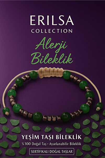 Erilsa سوار معتمد للعلاج بالحساسية والطاقة - حجر اليشم والتيراهيرتز 6 مم