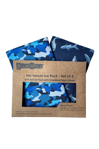 YumBox Gel Ice Packs in Fabric Sleeves 2-Pack - Sharks & Camouflage