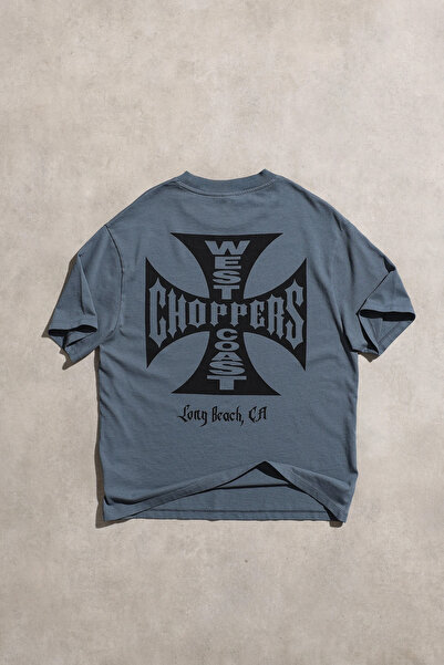 Overdrive West Coast Choppers Gray Unisex Short Sleeve Oversized Tshirt