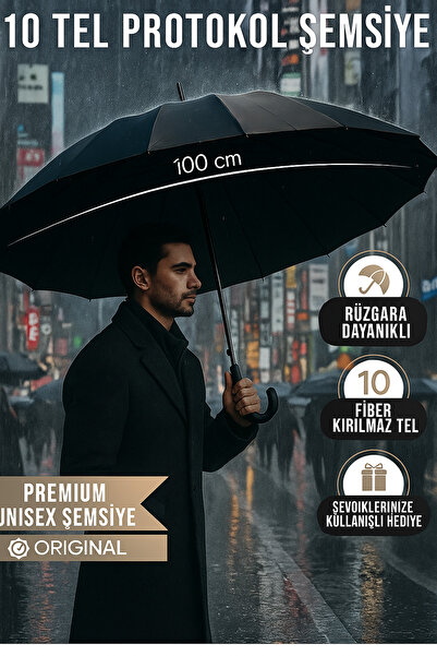 MUBX 10 Telli Baston Saplı Yarı Otomatik Şemsiye Protokol Şemsiye
