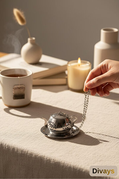 DİVAYS مصفاة شاي من الفولاذ المقاوم للصدأ لتحضير الشاي العشبي والقهوة