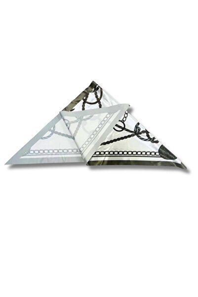 tarzınısec Chain Patterned Khaki Triangle Scarf Bandana Estacraft - 100X45 cm