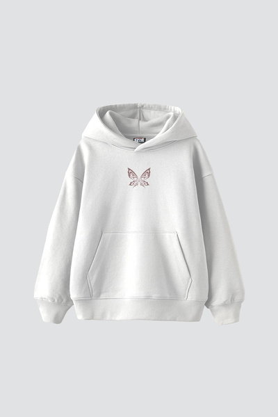 Sekizbiraltı Only Love Feels Printed Oversized Unisex White Hoodie