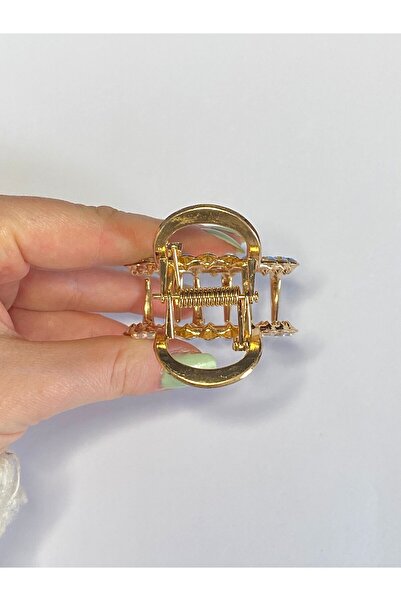 cityvision Stone Ring Shaped 6 cm Gold Hair Clip – Elegant and Sparkling Hair Accessory