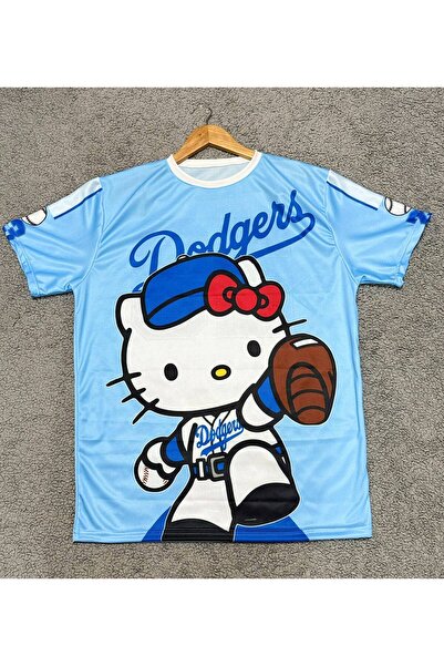 Freak Tshirt Kitty Dodgers Forma V yaka Unisex T-shirt