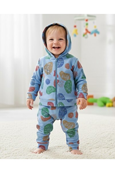 Cassiope Baby Hooded Printed Two-Thread Men's Tracksuit Set 6-9-12-18 Months