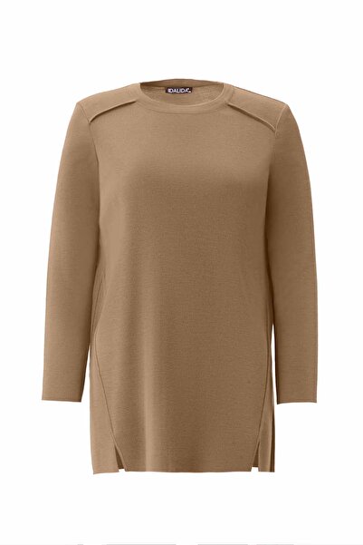 MISS DALIDA Uzun Kollu Basic Triko Camel Tunik