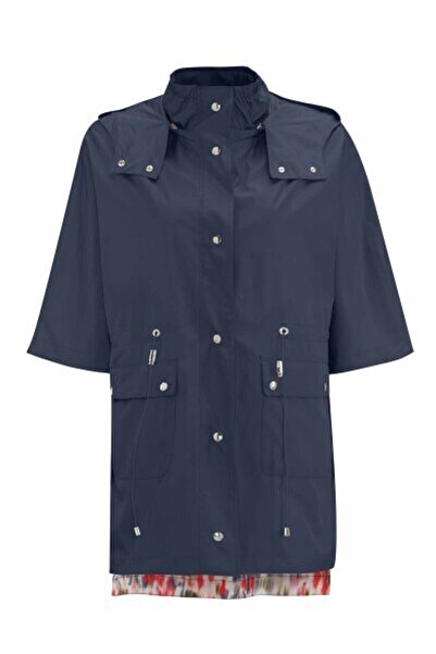 MISS DALIDA Astarı Desenli Kumaş Lacivert Yağmurluk