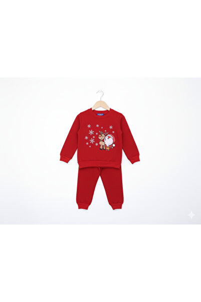 Nimini Kids Christmas Themed Santa Claus Printed Crew Neck Unisex Baby Kids Top and Bottom Set (0-8 Years Old)