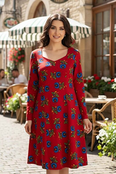 Yağmur Butik Roma Yaka Arkası Fermuarlı Pazen Elbise