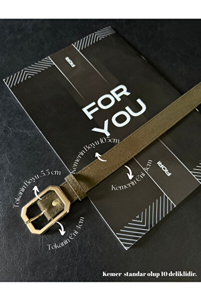 Fiori Suede Square Buckle Women's Belt, Trouser Belt, Coat Belt, Dress Belt