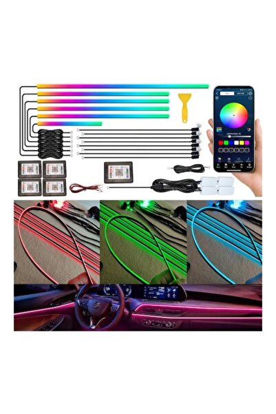 OEM RGB LED strip ambient lighting kit, Bluetooth, Wireless, 18 pieces, music sensor, multicolor