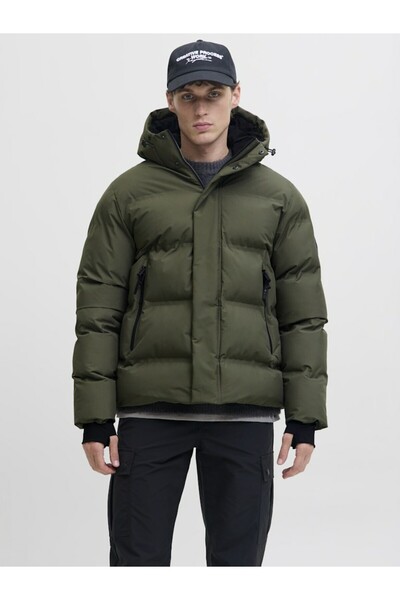 Jack & Jones Men's Green Jcofusion Puffer Jacket Coat 12285919-Grapeleaf
