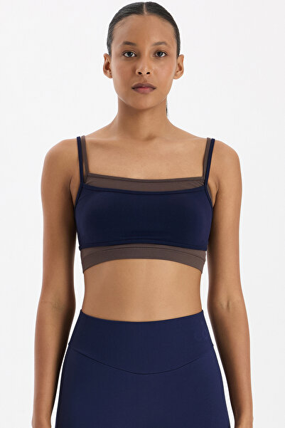 COMEUP Спортен сутиен Oxford Blue/Cocoa Dance с припокриващи се подложки