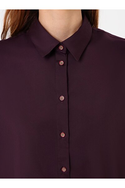 Refka Poplin Fabric Basic Blouse / Shirt - Plum -