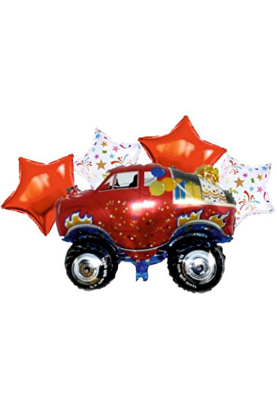 BALON DİYARI 5-Pack Rally Jeep Fire Truck Foil Balloons All-Inclusive, Compatible with Air and Helium