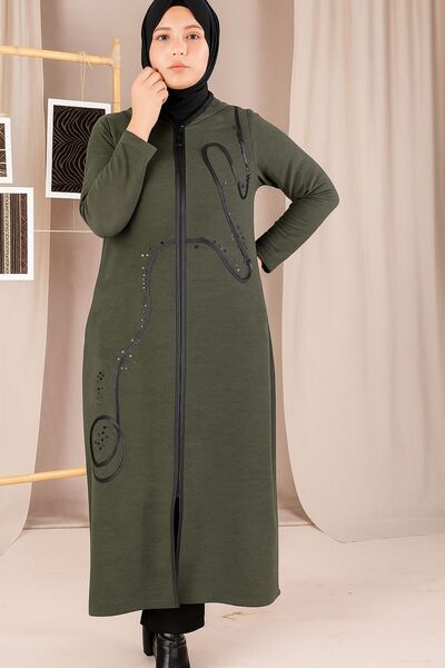 behrem Büyük Beden Tesettür Kapüşonlu Kışlık Ferace