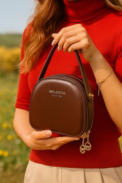 VELVET RUSH Kadın Zarif El ve Omuz Çantası Acı Kahve