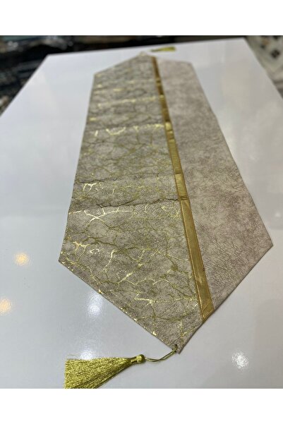 Diva Home Kadife Varaklı ve Nakış Deri 35x130 Runner