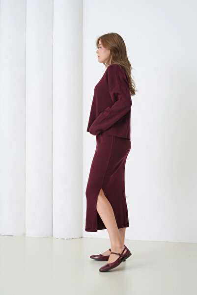 Park Karon Women's Polo Neck Half Placket Oversized Sweater Pants Knitwear Bottom-Top Set