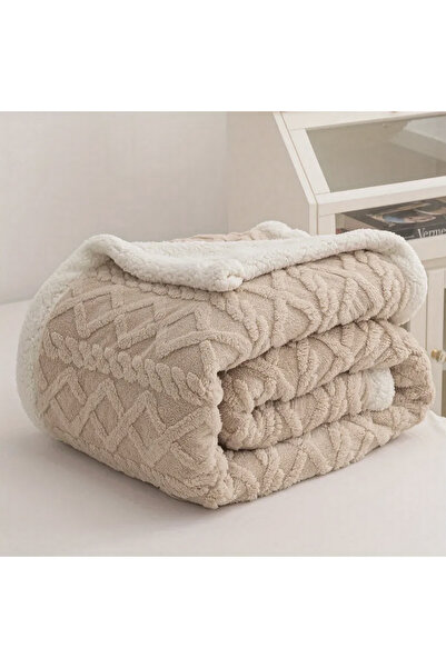 Fabienne Jacquard Sherpa Blanket Super King 220x240cm Reversible Warm Blanket Large Throw Blanket for Winter