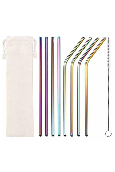 zola Set de 10 paie metalice pentru băut, cu perie de curățare, diferite dime...