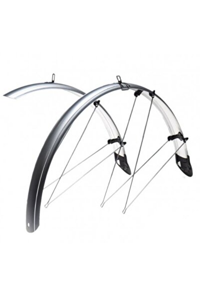 Aftermarket Set of bicycle mudguards 28", silver, 53mm