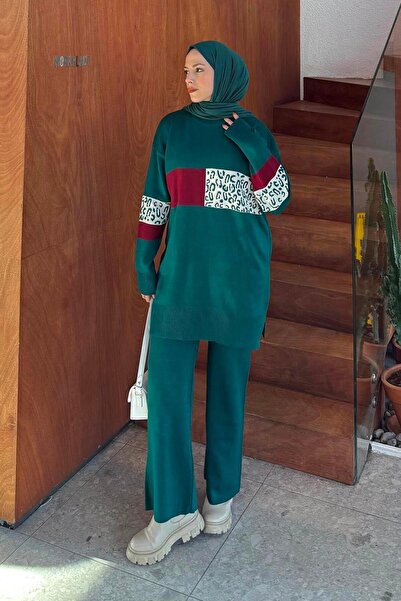 lamelif Patterned Knitwear Set Emerald Green