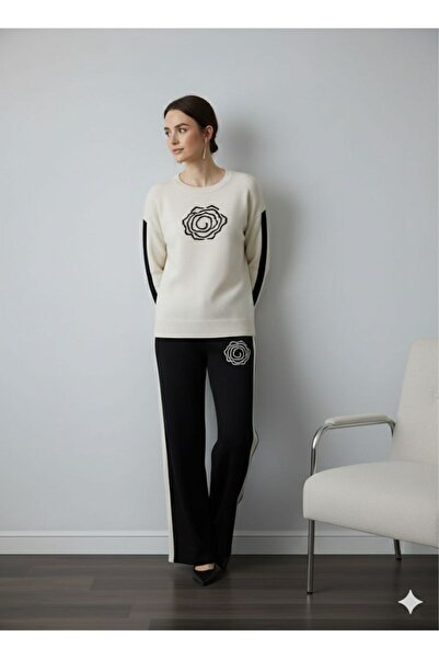 Cemre Life New Deux Embossed Embroidered Knitwear Set