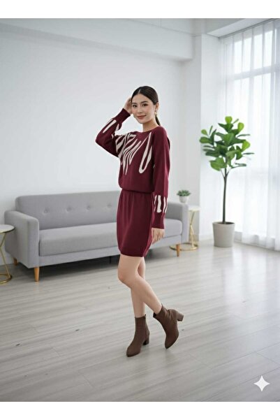 Cemre Life New Deux Women's Boat Neck Bat Sleeve Knitwear Set