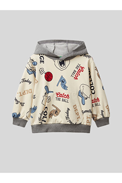 Benetton Boy's Hooded Sweatshirt 6-14 Years Old Cream
