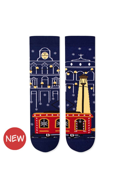 Pirin Hill Arty Socks Christmas Cotton Blue Tram