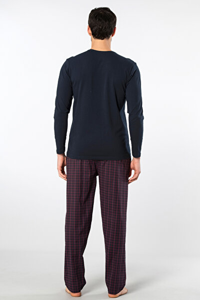 Cacharel 2239 Men's Poplin O-Neck Long Sleeve Pajama Set