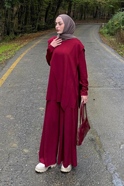 lamelif Cape Hijab Suit Burgundy