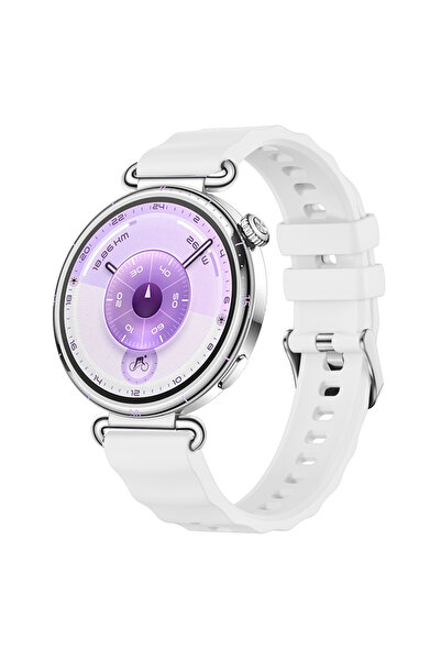 Sneezy Huawei Watch GT6 41mm İle Uyumlu SoftFlex Metal Tokalı Spor Silikon Ak...