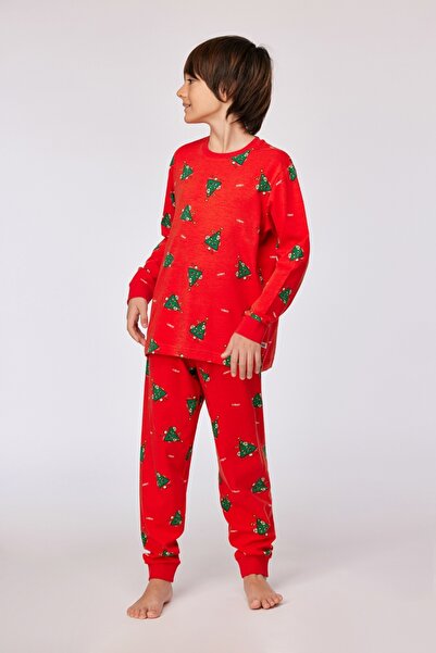 Woody Pijamale pentru băieți de 2-8 ani-Cpa - 995 Cat Christmas Z Aop