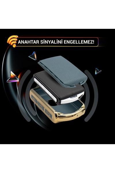 Rem Anahtar Oto Elektronik Anahtar غطاء مفتاح ذكي نانو بأربعة أزرار لسيارات S90 وS60 - أزرق