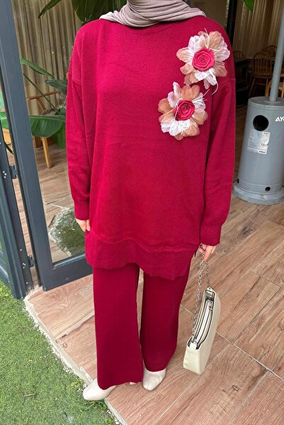 lamelif Knitwear Set with Accessories Burgundy