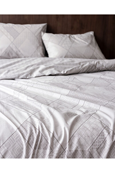 Madame Coco Aurelie Double 100% Cotton Ranforce Printed Duvet Cover Set - Gray