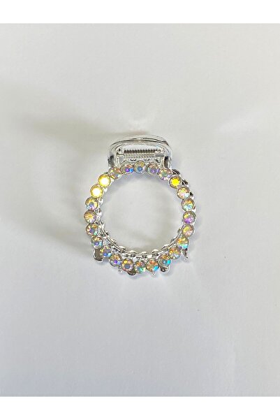 cityvision 6 cm Silver Hair Clip in Stone Ring Form – Elegant and Sparkling Hair Accessory