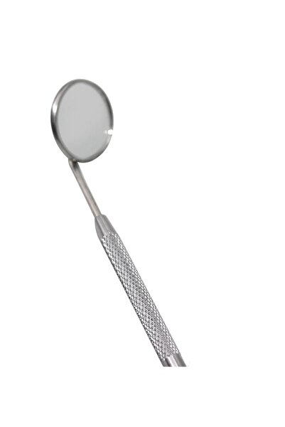 zola Stainless steel dental mirror, long handle, 16 cm, diameter 2 cm, for oral examination, silver