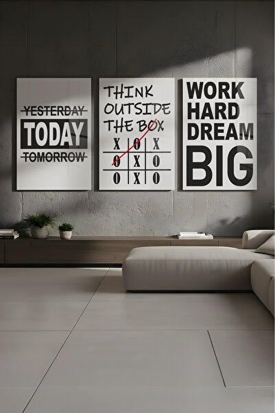 huhuli Set de 3 tablouri cu mesaje motivaționale din sticlă Huhu847C