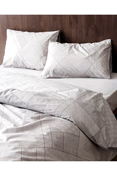 Madame Coco Aurelie Double 100% Cotton Ranforce Printed Duvet Cover Set - Gray